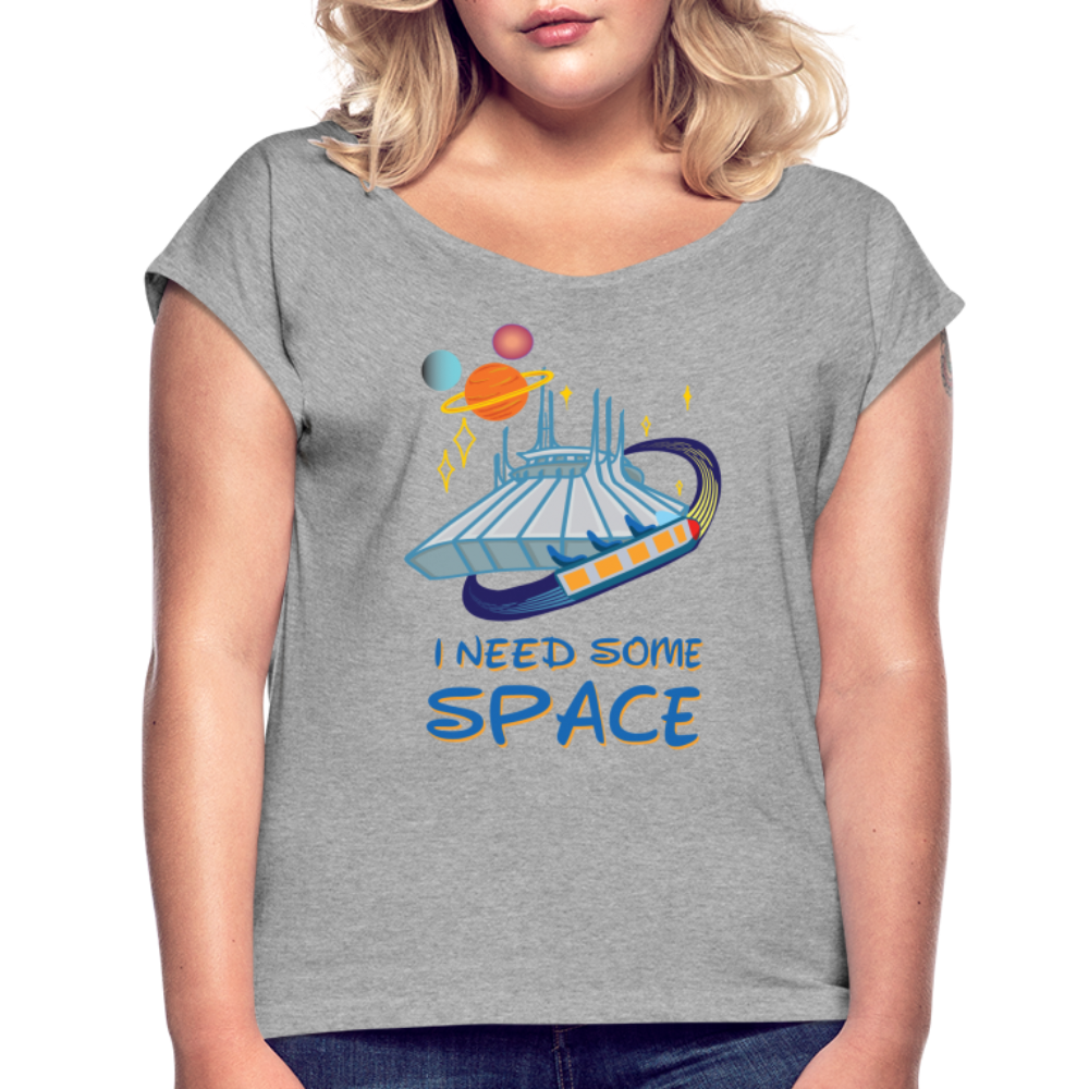 I Need Space Women's Roll Cuff T-Shirt - heather gray
